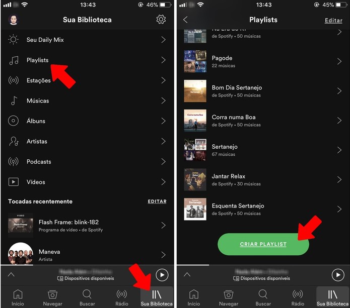 Crie playlist no Spotify pelo celular (Foto: Reprodução/Rodrigo Fernandes) Crie playlist no Spotify pelo celular (Foto: Reprodução/Rodrigo Fernandes)