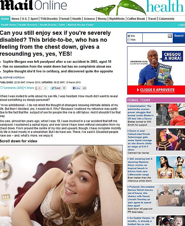 Sophie relata sua história ao site do jornal britânico 'Daily Mail' (Foto: Daily Mail/Reprodução)