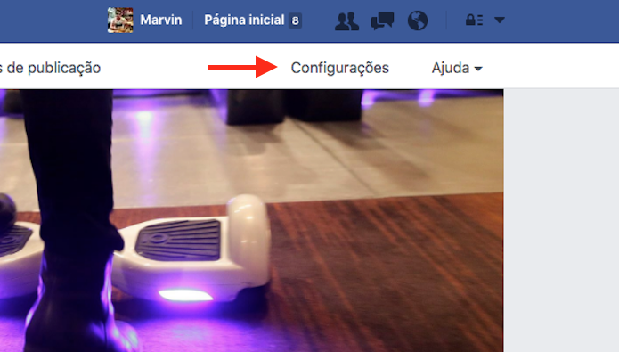 Acesso à tela de configurações de uma página do Facebook (Foto: Reprodução/Marvin Costa)
