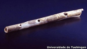 Flauta feita por homens pré-históricos com ossos de pássaros (Foto: Universidade de Tuebingen/BBC)