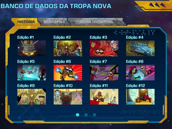 O game possui um ambiente para acessar os quadrinhos sobre a história e a biografia de seus personagens (Foto: Reprodução/Daniel Ribeiro)