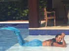 Ivete Sangalo usa cauda de sereia na piscina: 'Peixão que papai pescou'