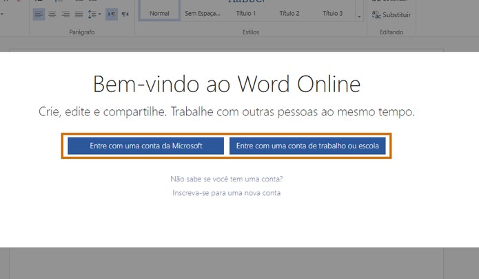 Escolha o tipo de conta Microsoft para login (Foto: Reprodução/Barbara Mannara)
