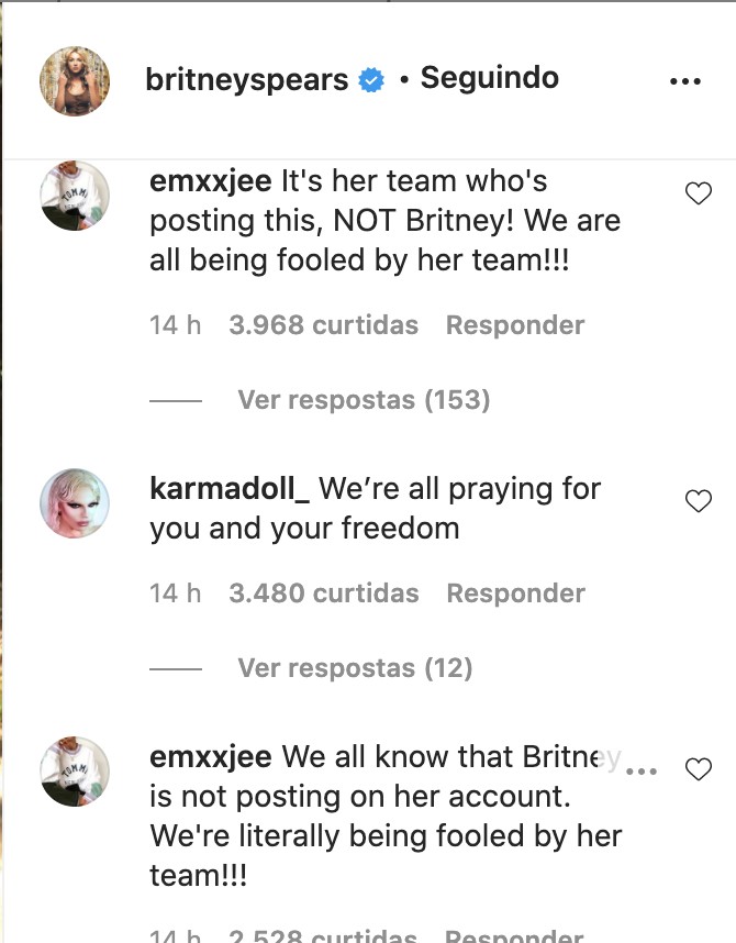 Maquiador afirma que Britney foi silenciada pelo pai (Foto: Reprodução/Instagram)