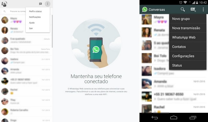 Interface do WhatsApp nas versões desktop e mobile (Foto: Reprodução/ Raquel Freire)