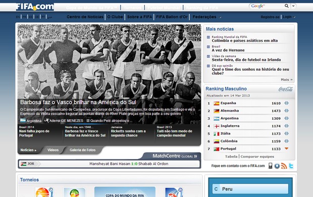 Reprodução site da Fifa vasco campeão sul americano 1948 (Foto: FIFA)
