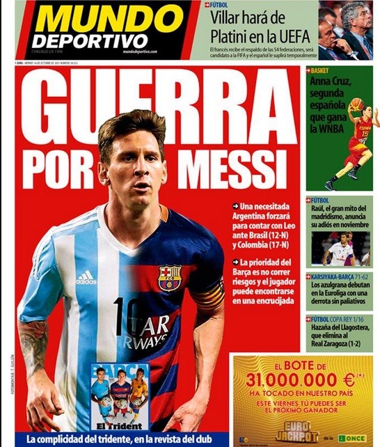 Messi é capa do Mundo Deportivo