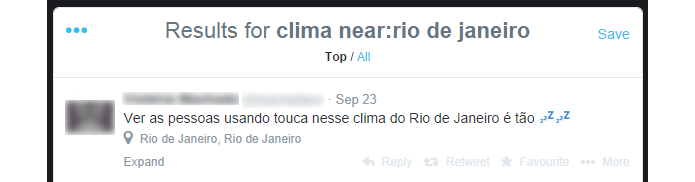 Twitter permite encontrar mensagens vindas de partes específicas do mundo (foto: Reprodução/Twitter)