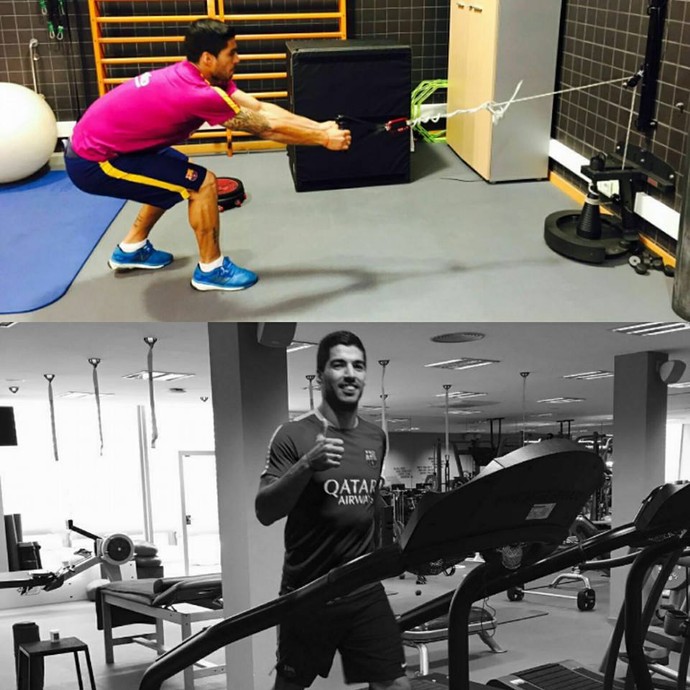 Suárez faz trabalho físico  (Foto: Facebook)