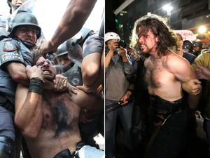 Rafael Marques Lusvarghi, detido no protesto no dia 12 de junho e nesta segunda (23) na Avenida Paulista (Foto: Estadão Conteúdo)
