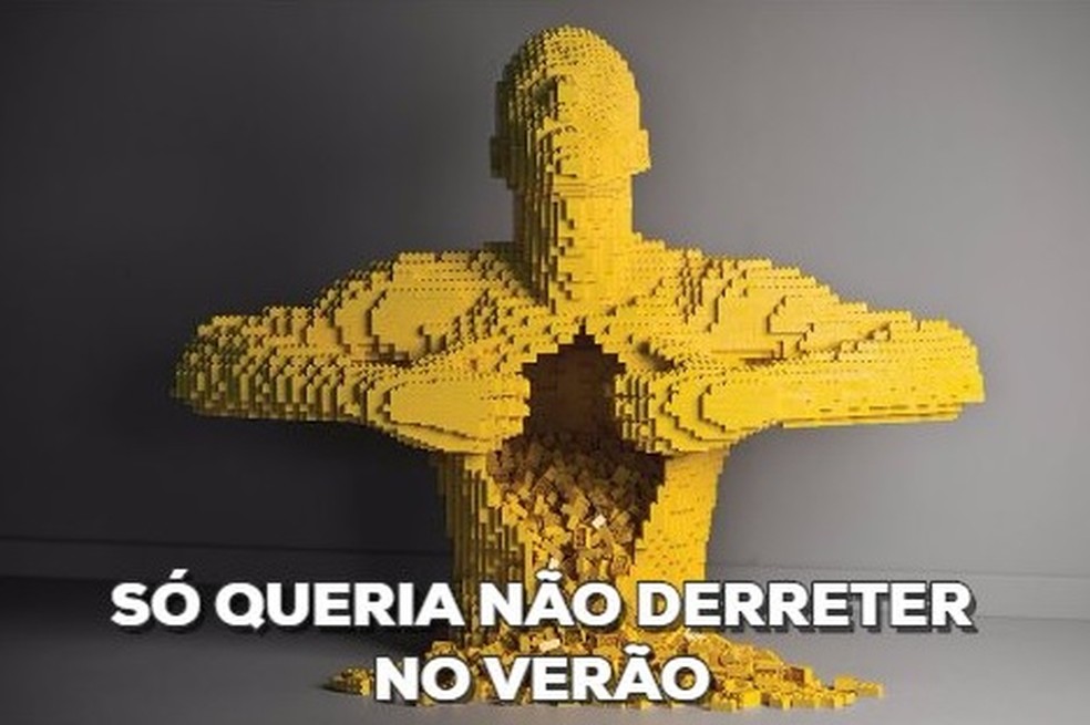 Meme brinca com personagem de lego se desfazendo no calor (Foto: Reprodução/Sistema Alerta Rio)
