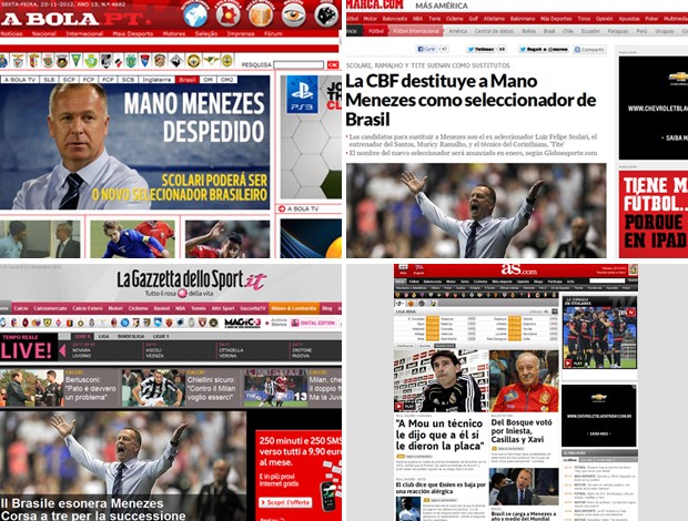 demissão Mano Menezes jornais  (Foto: Reprodução)