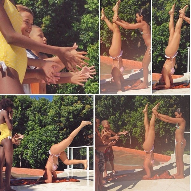 Carla Perez plantando bananeira (Foto: Instagram / Reprodução)