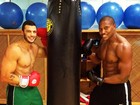 Ex-BBB Kléber Bambam exibe músculos em treino de boxe