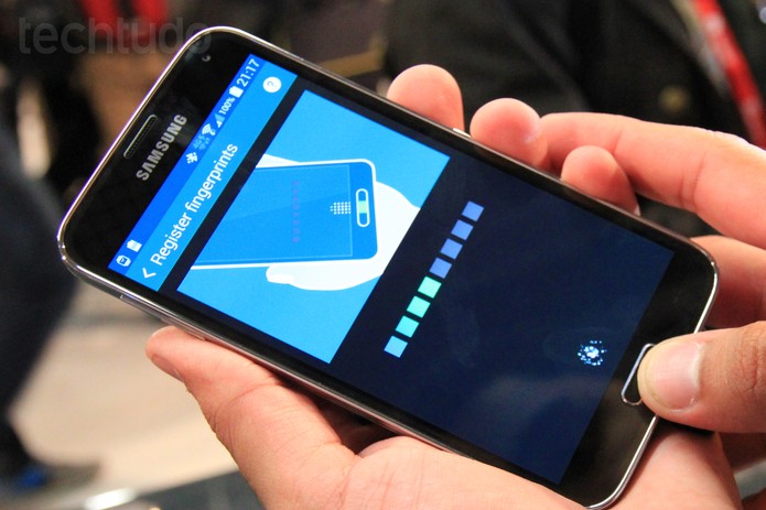 Tela para registro de digital no Galaxy S5, da Samsung (Foto: Isadora Díaz/TechTudo) Tela para registro de digital no Galaxy S5, da Samsung (Foto: Isadora Díaz/TechTudo)