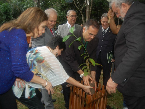 Autoridades plantaram muda de castanheira durante congresso (Foto: Divulgação/AMB)