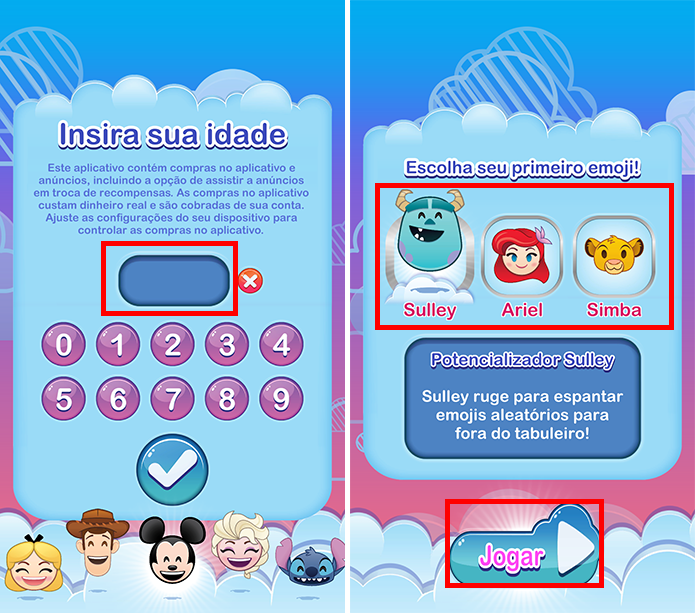 Informe sua idade e escolha o primeiro emoji (Foto: Reprodução/Paulo Alves)