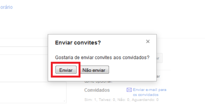 Confirmando o envio de convite do evento da Agenda do Google para o contato (Foto: Reprodução/Lívia Dâmaso)