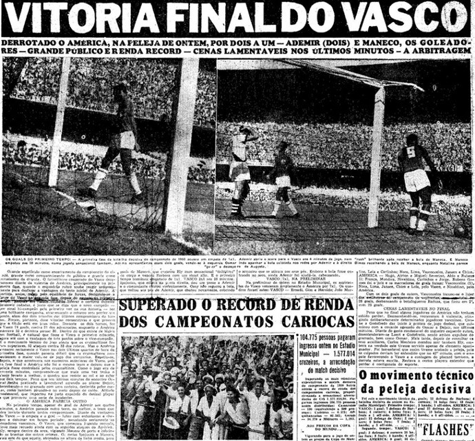 Reprodução O Globo Vasco Campeão 1950 (Foto: Reprodução)