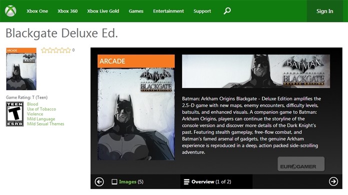 Página da Xbox Live Arcade revelou o jogo com detalhes e imagens (Foto: Eurogamer)