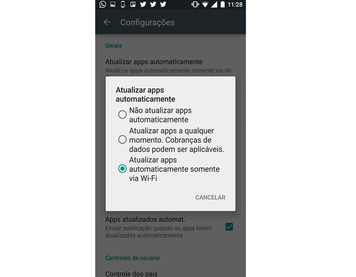 Defina quando deve ocorrer a atualização automática de apps no Android (Foto: Reprodução/Lucas Mendes)