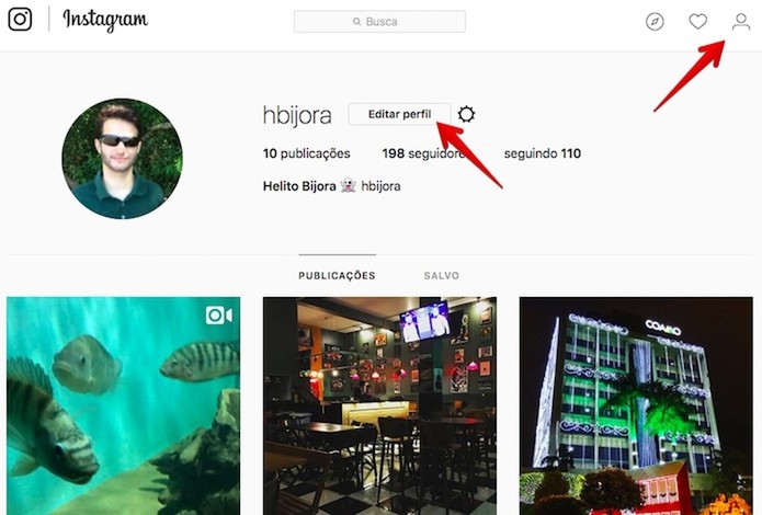 Abra o seu perfil no Instagram (Foto: Reprodução/Helito Bijora) Abra o seu perfil no Instagram (Foto: Reprodução/Helito Bijora)