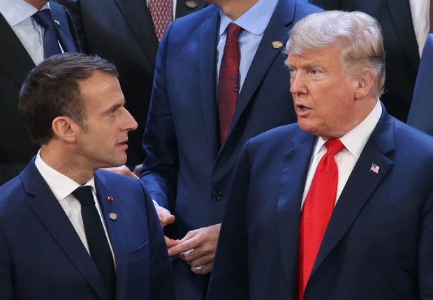 O presidente francês, Emmanuel Macron, e o presidente dos EUA, Donald Trump (Foto: Getty Images)