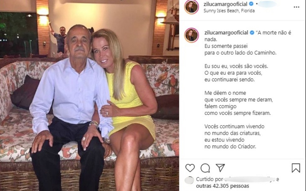Zilu posta homenagem a Francisco Camargo, pai de Zezé e Luciano — Foto: Reprodução/Instagram