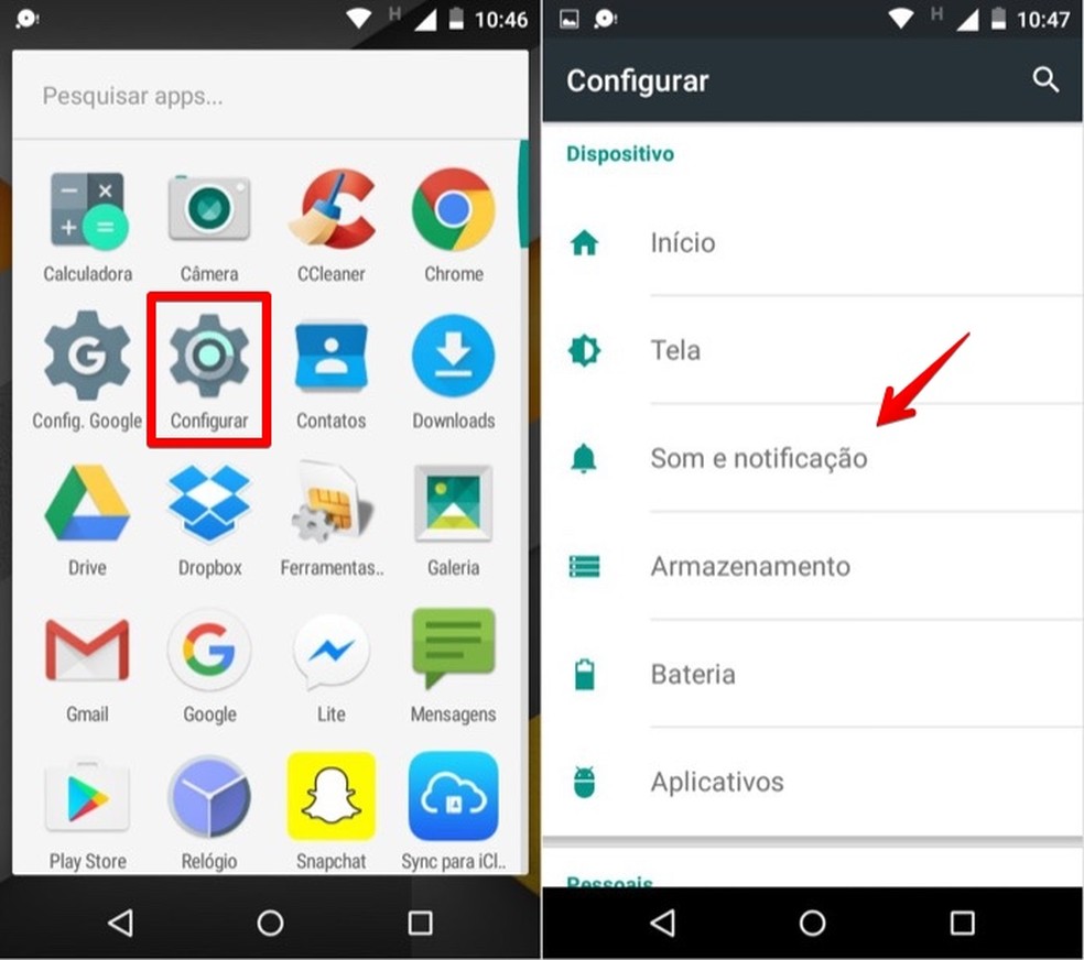 Acesse as configurações de notificação do Android (Foto: Reprodução/Helito Bijora)