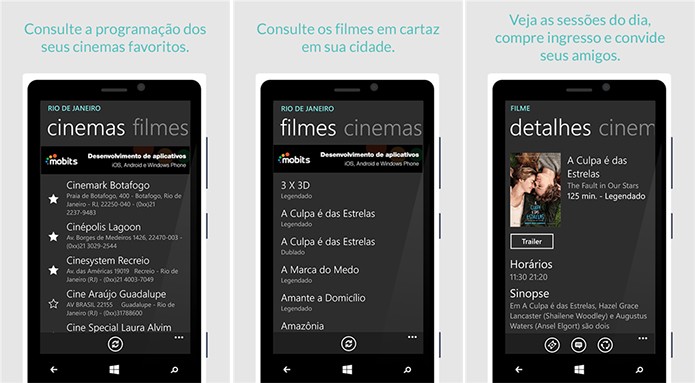 Cine Mobits traz informações completas sobre cinemas e filmes em cartaz (Foto: Divulgação/Windows Phone Store)