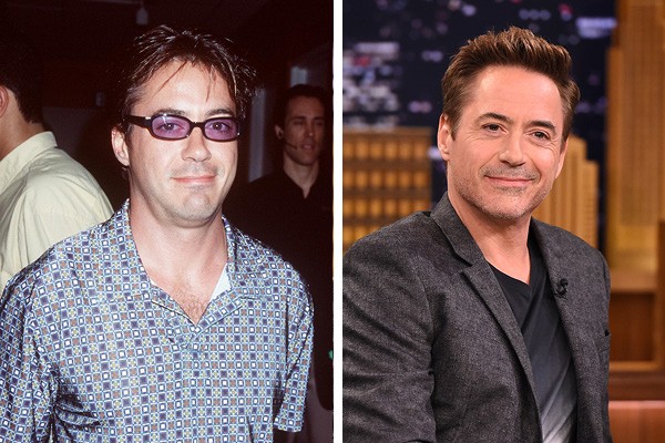 Robert Downey Jr em 1998 e em 2015 (Foto: Getty Images)