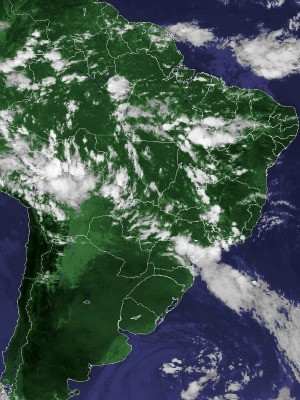 Imagem de satélite capturada na tarde desta terça-feira (26) (Foto: Reprodução/Cptec/Inpe) Imagem de satélite capturada na tarde desta terça-feira (26) (Foto: Reprodução/Cptec/Inpe)