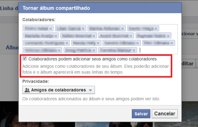 Permitindo ou não que os colaboradores possam adicionar outros colaboradores (Foto: Reprodução/Lívia Dâmaso)
