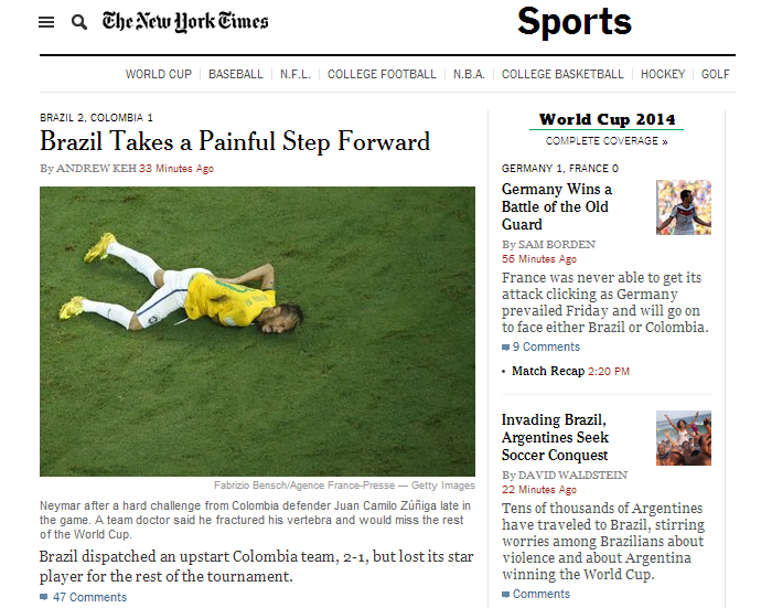 New York Times Neymar (Foto: Reprodução/The New York Times)