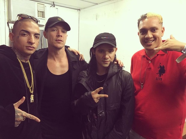 MC Guimê, Diplo, Skrillex e MC Bin Laden no Lolapalloza (Foto: Reprodução/Instagram)