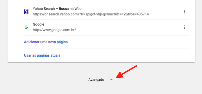 Acesse as configurações avançadas do Google Chrome (Foto: Reprodução/Marvin Costa) Acesse as configurações avançadas do Google Chrome (Foto: Reprodução/Marvin Costa)