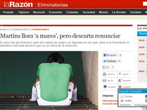 Marcelo Moreno pode não jogar mais pela Bolívia (Foto: Reprodução/La Razión)