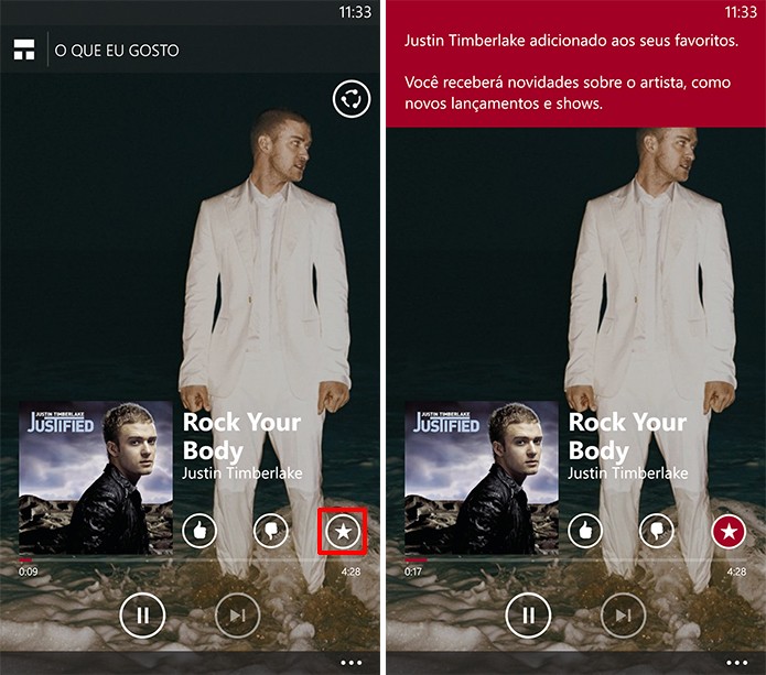 MixRadio oferece a opção de adicionar artista aos seus favoritos para acompanhar novidades (Foto: Reprodução/Elson de Souza)