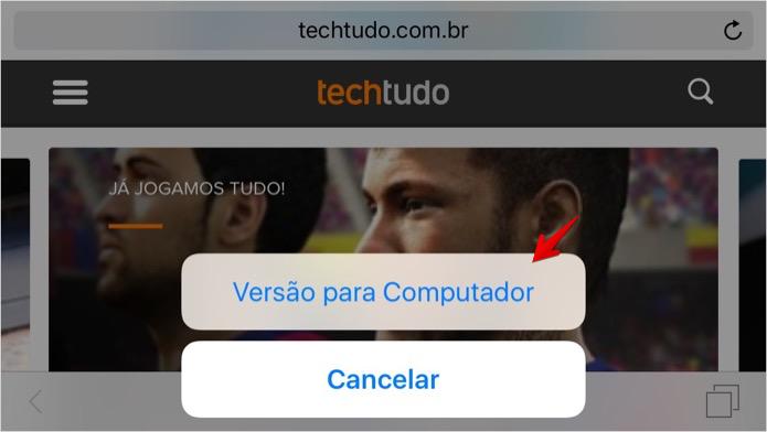 Carregando a versão para computador de um website (Foto: Reprodução/Helito Bijora)