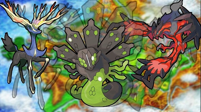 Da esquerda para a direita, Xerneas, Zygarde e Yveltal são os lendarios principais de Pokémon X & Y (Foto: Reprodução/YouTube)