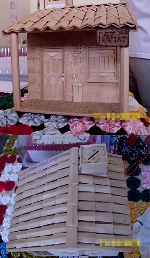 'Casas de brinquedo' também são construídas por ele utilizando palito de picolé (Foto: Viviane Alves)