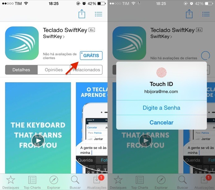 Instale o app SwiftKey no iOS 8 (Foto: Reprodução/Helito Bijora)