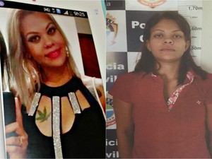 Montagem mostra que suspeita do crime mudou visual enquanto esteve foragida (Foto: Graziela Rezende/Gabriela Pavão/G1 MS)