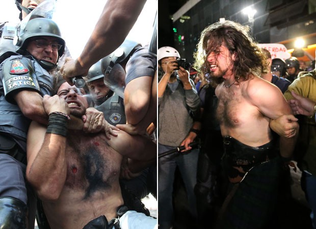 Rafael Marques Lusvarghi, detido no protesto no dia 12 de junho e nesta segunda (23) na Avenida Paulista (Foto: Estadão Conteúdo)