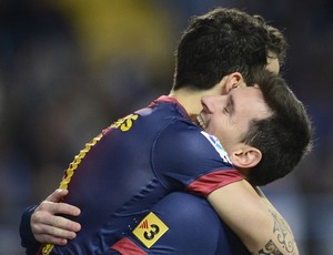 Fabregas e Messi gol Barcelona (Foto: AFP)