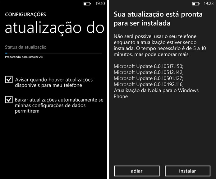 Durante a atualização, Windows Phone solicitará para reiniciar o telefone do usuário (Foto: Reprodução: Elson Souza) Durante a atualização, Windows Phone solicitará para reiniciar o telefone do usuário (Foto: Reprodução: Elson Souza)