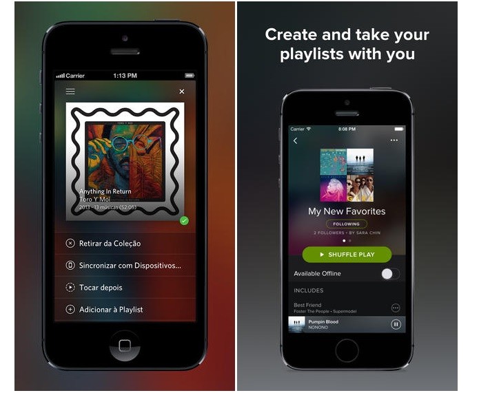 Rdio x Spotify: diferenças no mobile (Foto: Divulgação)