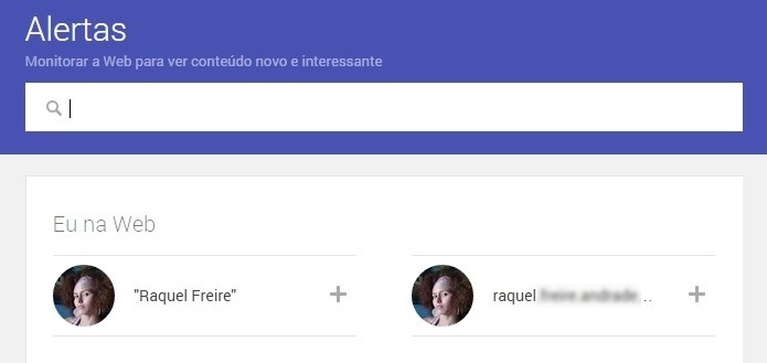 Ferramenta Eu na Web envia alertas cada vez que postarem uma informação sobre você na Internet (Foto: Reprodução/Raquel Freire)