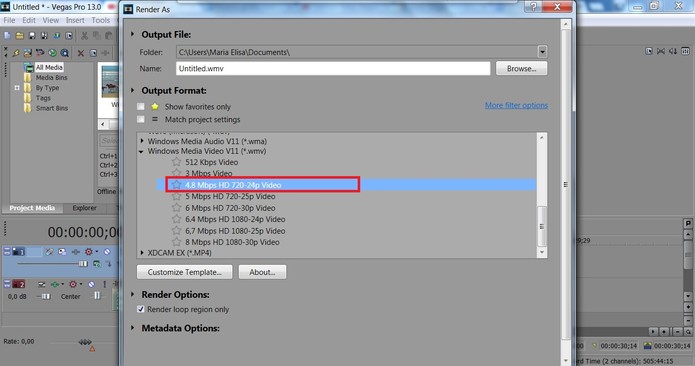 como renderizar um video no sony vegas pro 13.0