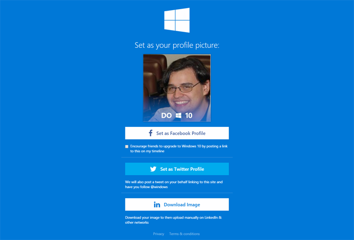 Site permite escolher qual em rede social a foto será postada (Foto: Reprodução/Twibbon)